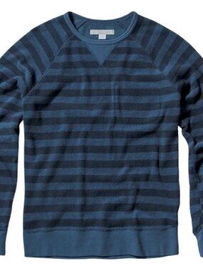 Outerknown Striped Reversible Terrycloth Crewneck Sweatshirt Mens XL Blue Surfer